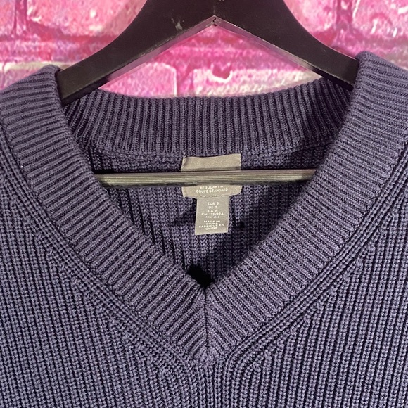 H&M Men’s Navy Blue V-Neck Sweater Size Small Regular Fit Cotton Blend - Picture 5 of 9